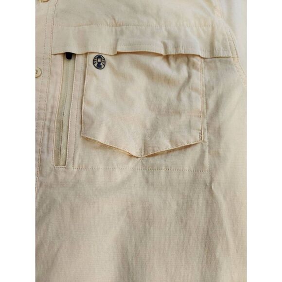 Coleman 2X YELLOW Fishing, Vented Casual Short Sleeve Button Up with velcro and - Picture 2 of 10